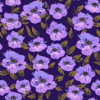 Seamless floral pattern with violet and purple hand painted poppies on a deep background. Template for fashion textiles, packaging, wallpaper, and modern surface design vector