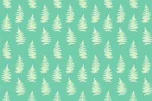 Delicate Seamless pattern of minimalist fern leaves in on a green background. Ideal for natural ornament designs, eco-friendly packaging, fabric prints, wallpapers, and stationery. vector