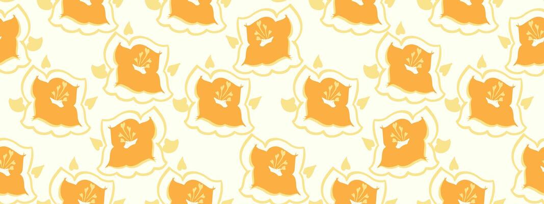 Seamless abstract floral pattern featuring yellow flowers with details on a light background. Playful, modern design ideal for textiles, wrapping paper, and decor projects, print