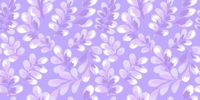 Seamless pattern with artistic purple leaves on a violet, lavender background. Perfect for textile prints, packaging, wallpaper, branding, and nature ornament surface design vector
