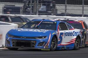 NASCAR Cup Series driver Kyle Larson (5) navigates around Turn 11 at Sonoma Raceway. editorial_image
