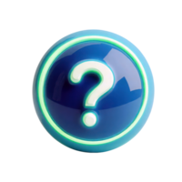 Glossy Blue Question Mark Icon with Green Glow png