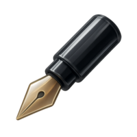 3D Icon of a Luxurious Fountain Pen with Gold Nib png