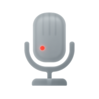Minimalist 3D Microphone Icon with Red Recording Indicator png