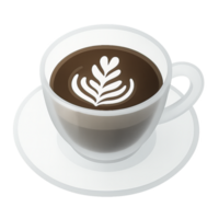 Glassmorphism Coffee Cup Icon with Rosetta Latte Art png