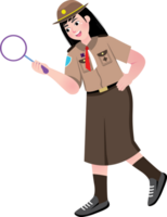 Inquisitive Scout Student Using Magnifier to Investigate png