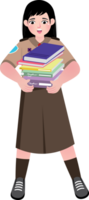Scout Girl Carrying a Stack of Books to Class png
