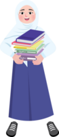 Junior High School Student Carrying Stack of Books png