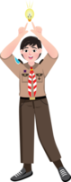 Scout Boy Getting a Bright Idea in Classroom png