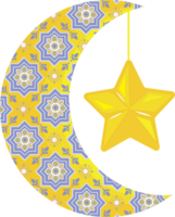 Crescent Moon and Star Design with Traditional Moroccan Geometry png