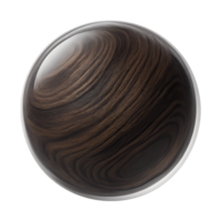 Glossy Sphere with Dark Wood Grain Texture png