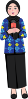 Hijab Teacher in Formal Uniform Speaking into Microphone png
