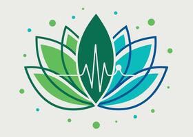 Lotus Flower with Heartbeat Symbol Illustration graphic vector