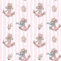 Cute anchor and coral pattern vector