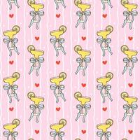Margarita pattern with hearts and bows vector