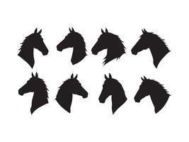 Black horse head silhouettes collection depicting various angles and artistic equestrian representations vector