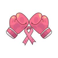 Breast Cancer Ribbon with boxing gloves vector