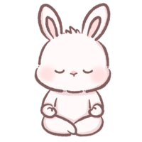 Adorable Cartoon Bunny Meditating in Lotus Pose Calm and Peaceful Kawaii Rabbit Illustration for Mindfulness Yoga Wellness Relaxation Spiritual and Zen Themes Perfect for Cute Designs and Concepts png