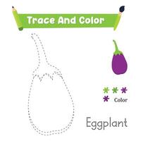 Eggplant tracing and coloring page vector