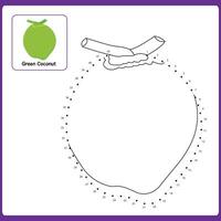 Connect The Dots Green Coconut Food. Dot To Dot Educational Game. Illustration vector