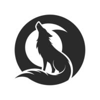Silhouette of a wolf howling at the moon animal vector