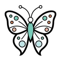 Stylized butterfly with pastel dots and black outline insect illustration vector