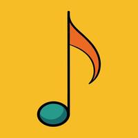 Orange and teal musical note on yellow background eighth note sound vector