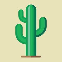 Green cactus with multiple arms on a light yellow background plant desert vector