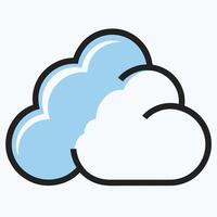 Blue and white fluffy clouds with black outlines weather cumulus vector