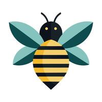 Stylized bee with teal wings and yellow black stripes insect flying insect vector
