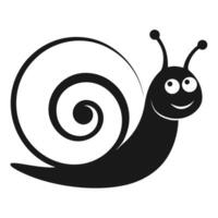 Smiling black snail with swirly shell gastropod mollusk vector