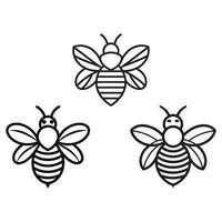 Stylized bees with wings and striped bodies insect animal vector