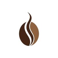 Coffee bean logo with brown and tan colors and two upward steam lines on white background vector