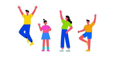 Four happy children expressing joy and excitement vector