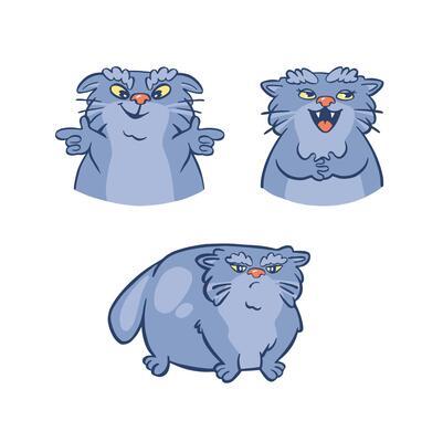 Funny Pallas's Cat Stickers Set Colored