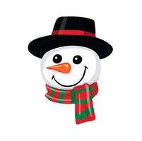 Snowman in a hat and striped scarf, illustration vector