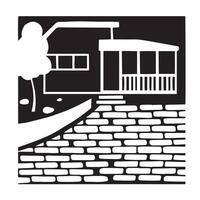 Stone products, tiles in the yard monochrome vector