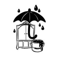 paint protects from moisture monochrome simple vector