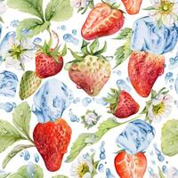 Colorful strawberries with ice cubes illustration vector