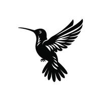 Hummingbird Silhouette in Black on White Background vector