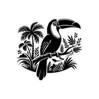 illustration of Toucan Logo Icon in Black on White Background vector