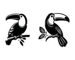 Toucan Logo Icon in Black Style on White Background, Set vector