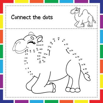 Animal Counting Game Connect the Numbers vector