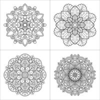 Four intricate mandala coloring designs vector