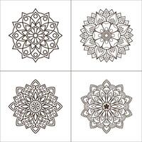 Elegant collection of mandala designs for coloring meditation and relaxation in simple line drawing vector