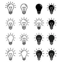 Light Bulb Icon Set Line and Filled Design for Ideas, Creativity, and Innovation Concepts vector
