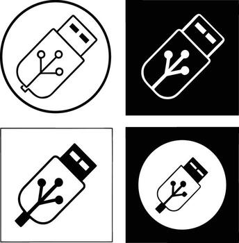 Set of usb flash drive icons with circuitry design elements. vector