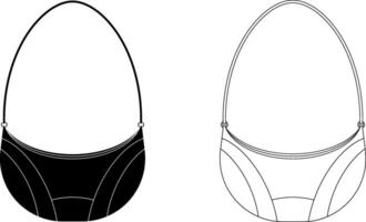 outline silhouette Hobo bag icon set vector