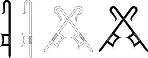 crossed Hook swords icon set vector