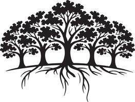 tree silhouette line art illustration design vector